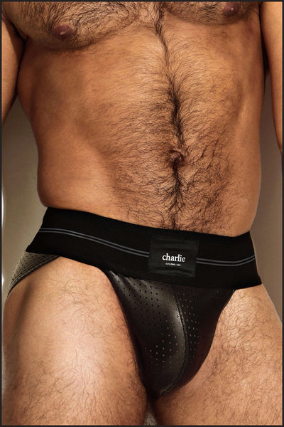 Charlie by matthew zink mens underwear  perforated leather pro sport brief  – Charlie By Matthew Zink
