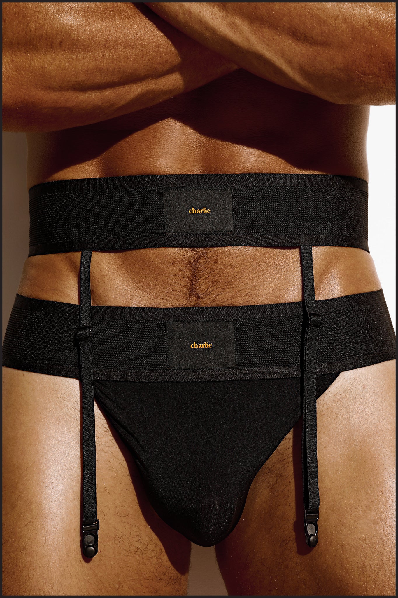 Charlie by matthew zink mens underwear  noir series suspender belt –  Charlie By Matthew Zink